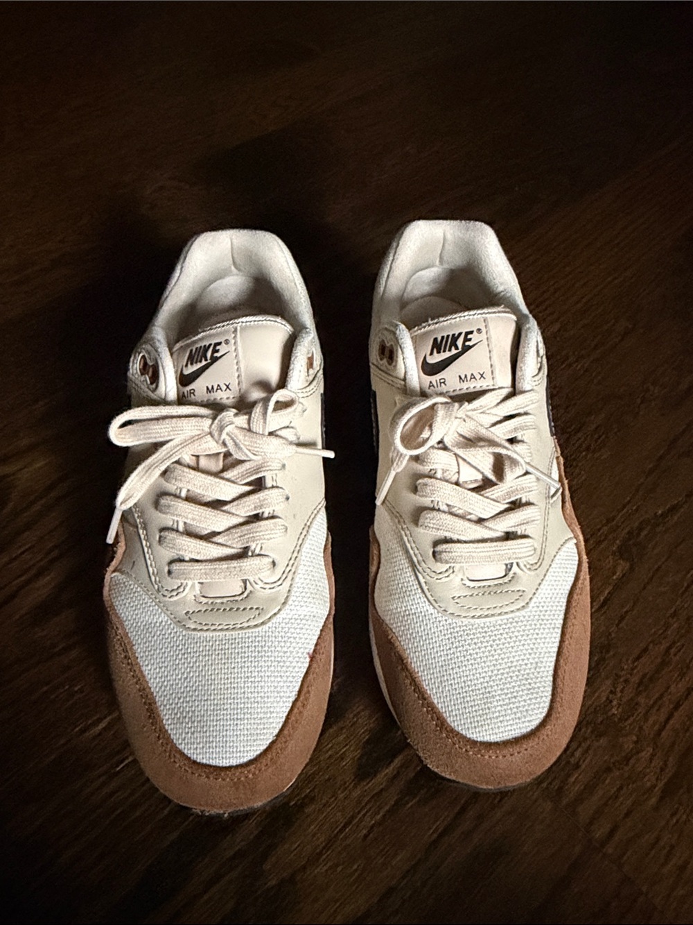 Nike Air Max Trainers in Cream and Brown Suede